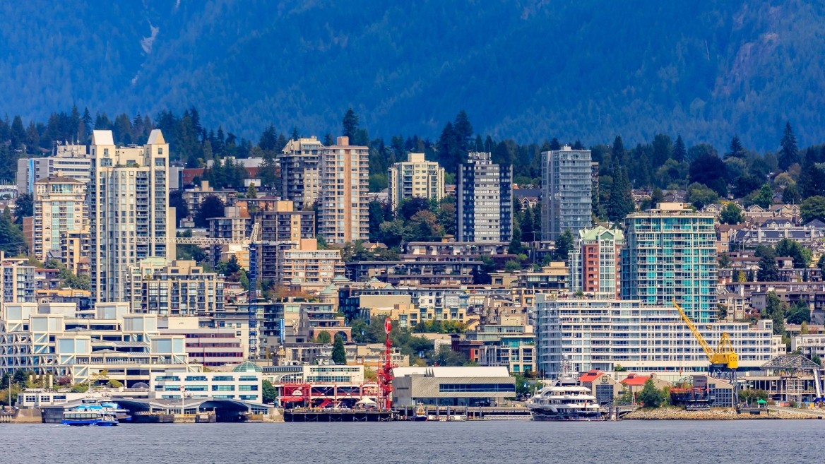 The skyline of North Vancouver, British Columbia