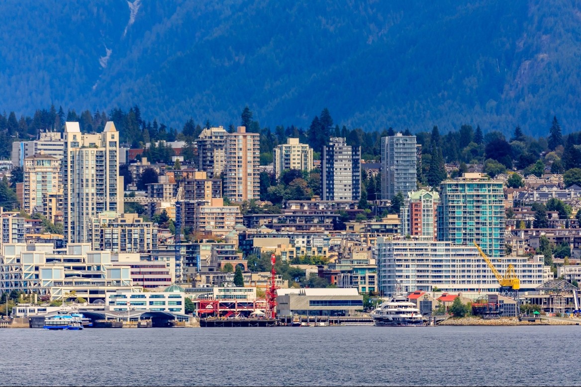 The skyline of North Vancouver, British Columbia