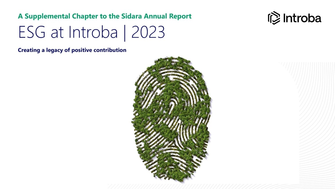 Cover image of Introba ESG report with thumbprint