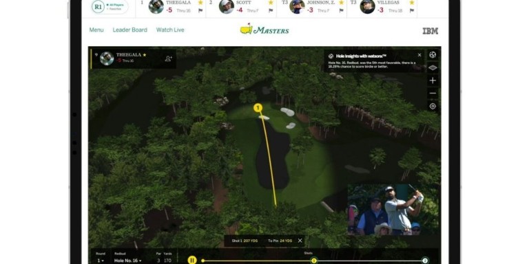 A screenshot of the Apple Vision Pro technology used at the 2024 Masters golf tournament
